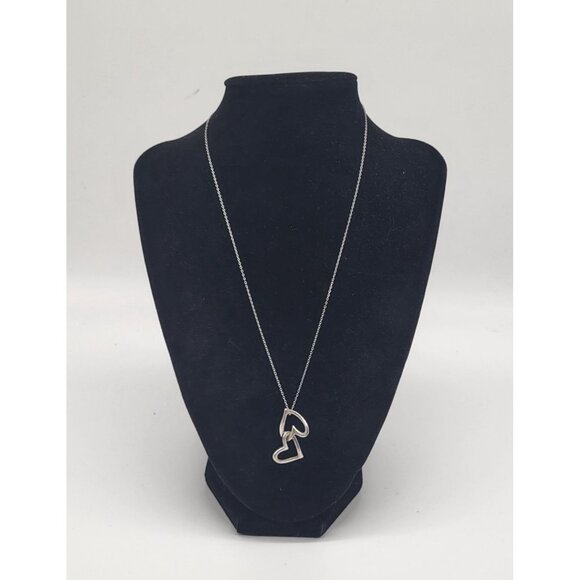 unbranded Jewelry - VTG Sterling Silver Double Heart Necklace Indonesia 925